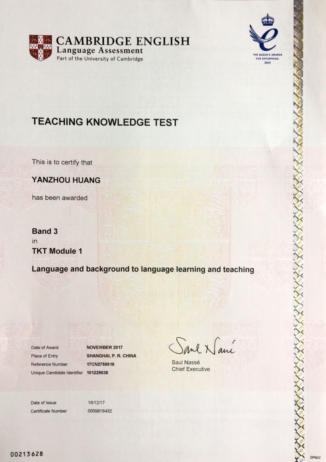 Certificate 1